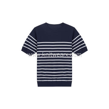 Men's Knitted Stripe Polo Shirt